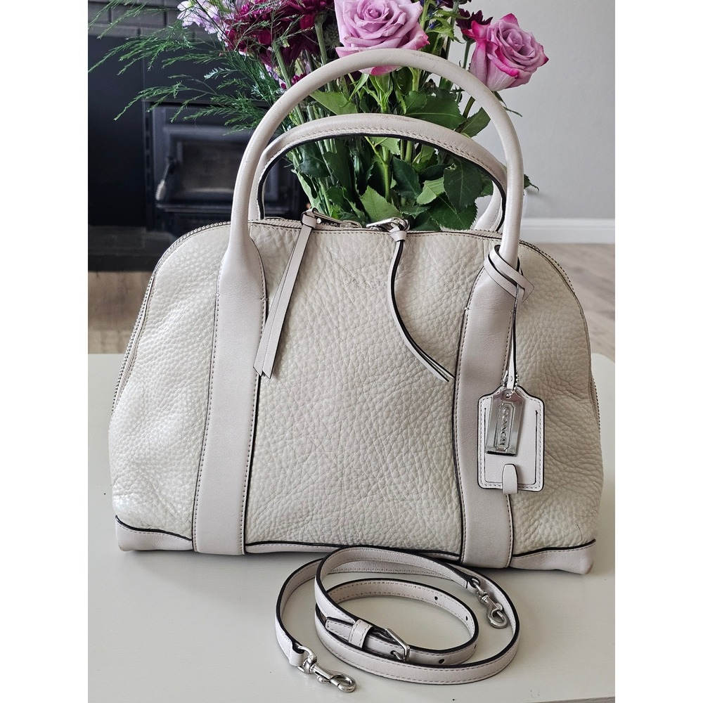 Coach Bleecker Preston Satchel Large Cream Zipper Satchel Crossbody Bag